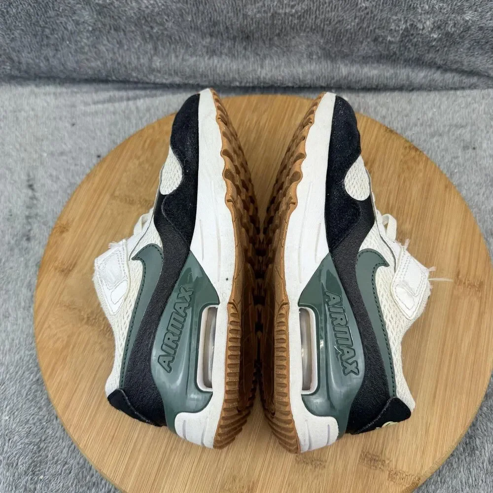 Nike Air Max Shoes Boys Size 2Y White Black Green Running Sneakers DQ0285-115
